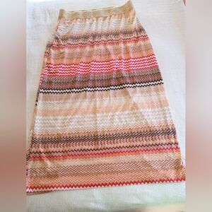 Elegant Chevron Maxi Skirt in Pink and Cream
